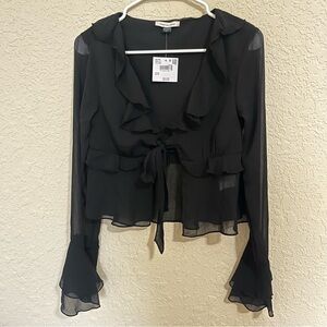 NWT AE Chiffon Bell Sleeve Ruffle Blouse